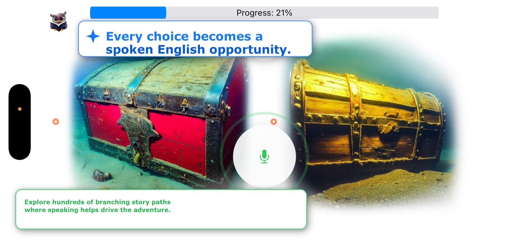 English Quest branching story choices with speech input